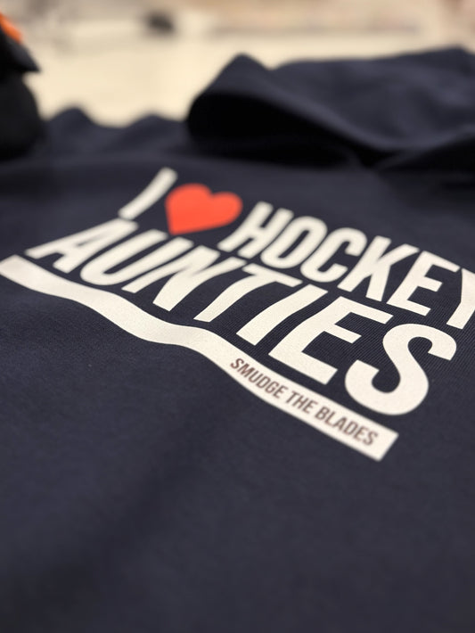 I ❤️ Hockey Aunties - Navy hoodie