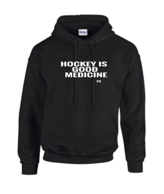 Hockey is Good Medicine Hoodie- Black
