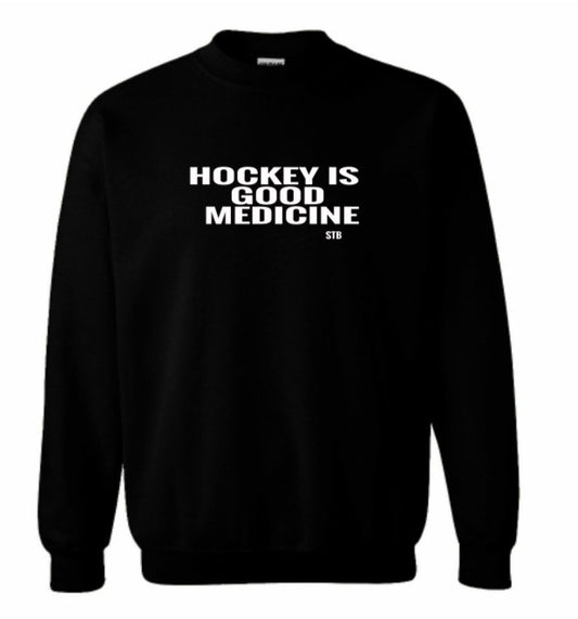 Hockey is Good Medicine Crewneck- Black