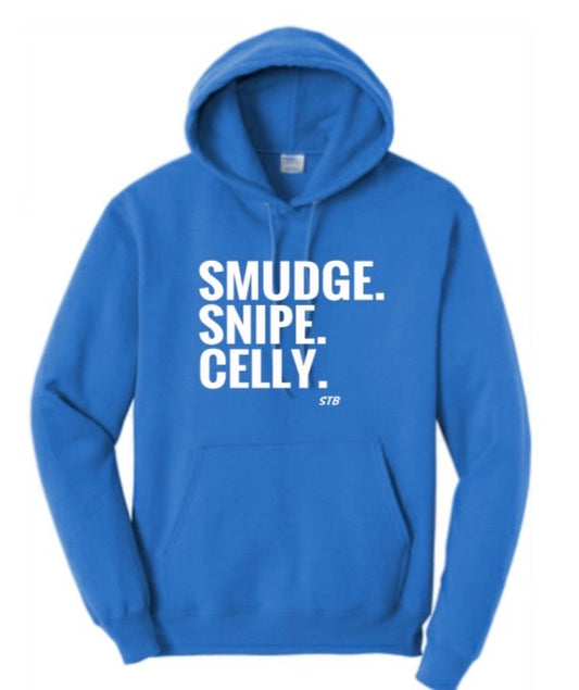 Smudge. Snipe. Celly. Hoodie- Royal Blue