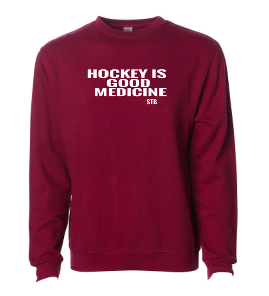 Hockey is Good Medicine Crewneck- Burgundy