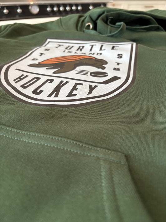 Turtle Island Hockey Hoodie- Green ( Coloured logo )