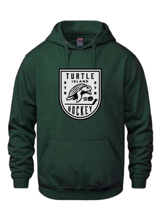Turtle Island Hockey Hoodie- Green ( White logo )