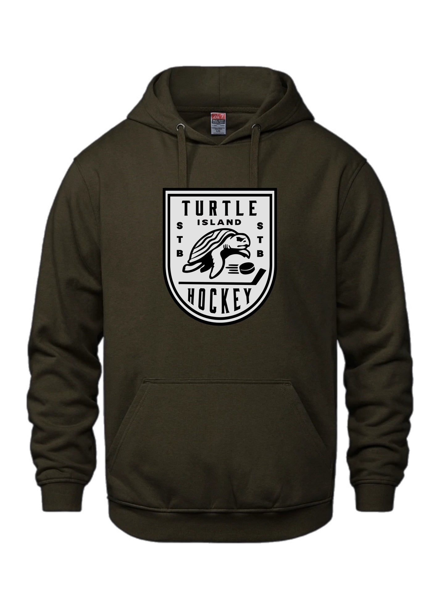 Turtle Island Hockey Hoodie- Brown (white logo)