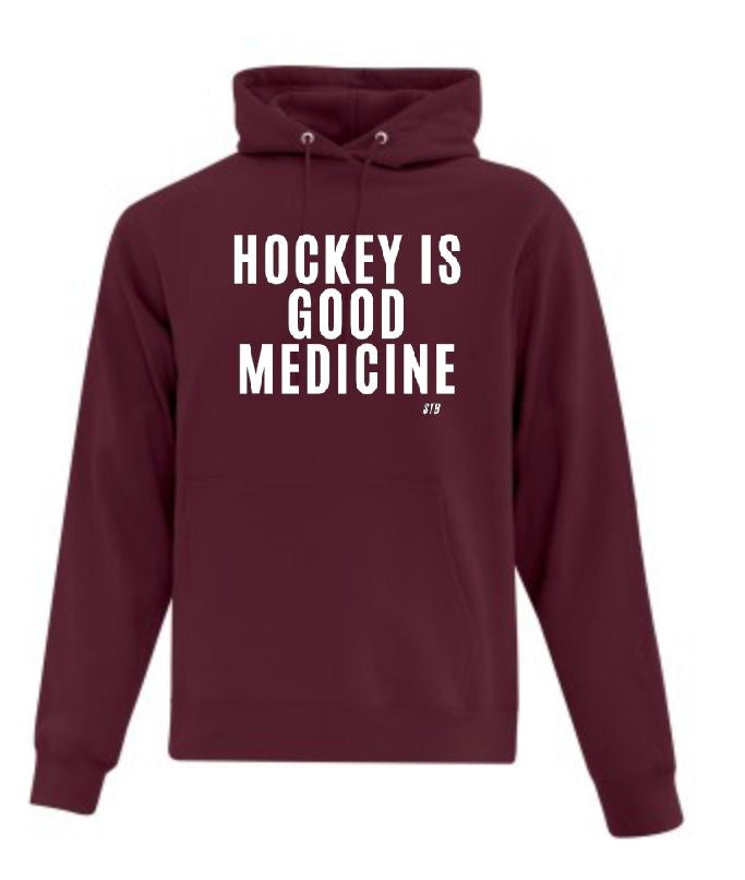 Hockey is Good Medicine Hoodie- Burgundy