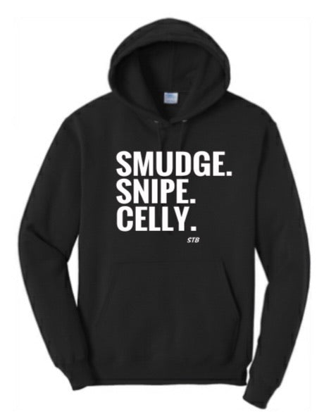 Smudge. Snipe. Celly. Hoodie- Black