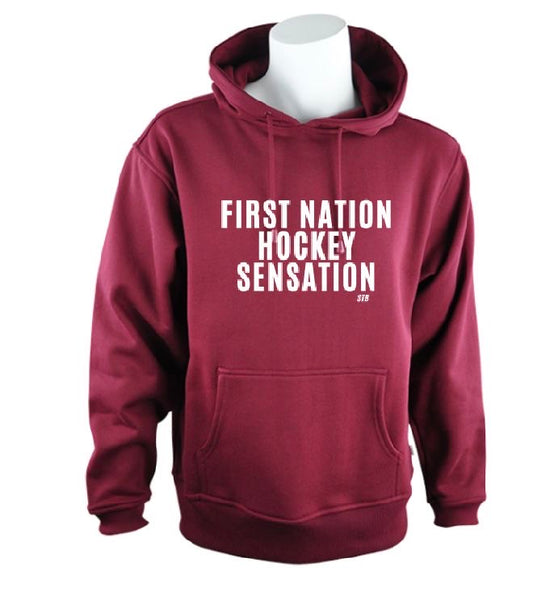 First Nation Hockey Sensation Hoodie- Burgundy