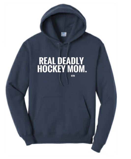 Real Deadly Hockey Mom Hoodie- Navy